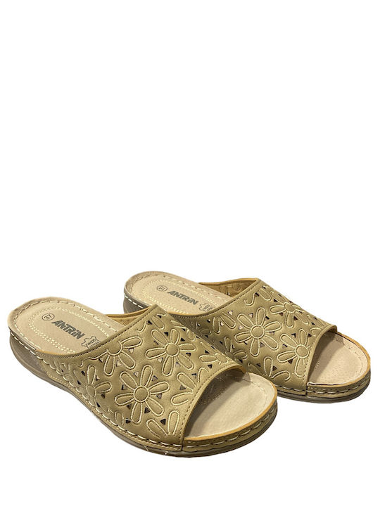 ANTRIN NAPOLI-170 WOMEN'S SLIPPER INSIDE LEATHER BEAN BEIGE