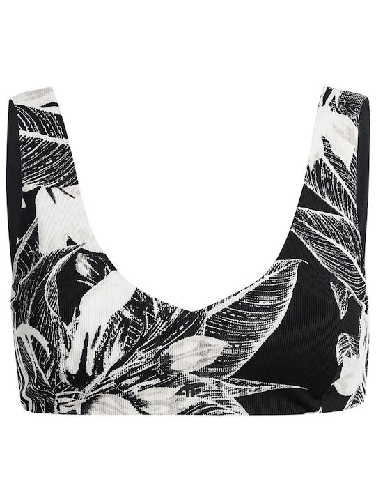 4F Sports Bra Bikini Top Black Floral