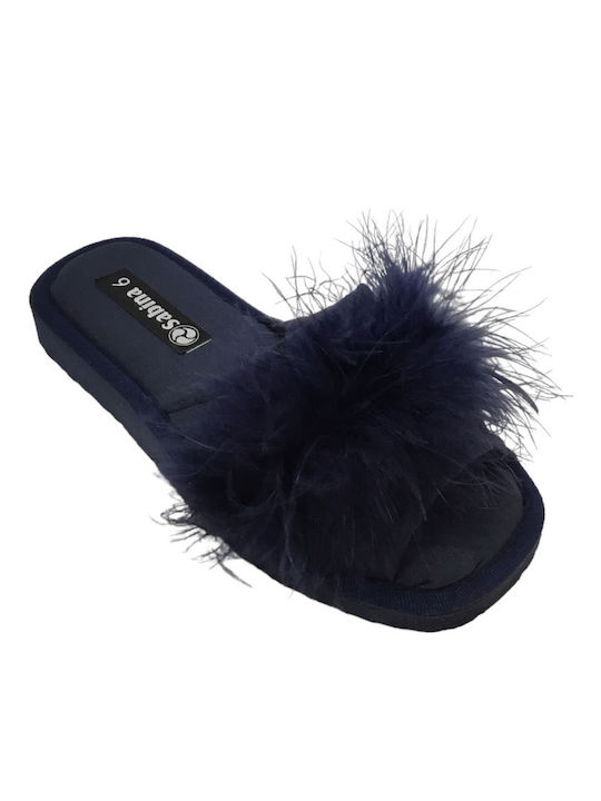 Women's Satin Slippers Sabina S2201-Blue