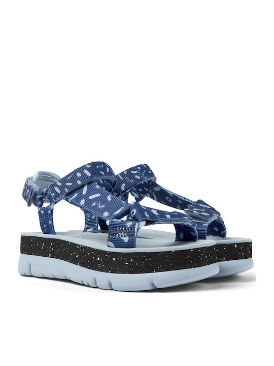 Oruga Up Women's Flat Sandals Sporty Flatforms in Blue Color