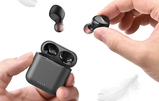 Tozo Tws T6s Earbud Bluetooth Handsfree Ακουστικά με Αντοχή στον Ιδρώτα και Θήκη Φόρτισης Μαύρα
