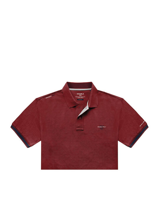 Double Men's Short Sleeve Blouse Polo Red