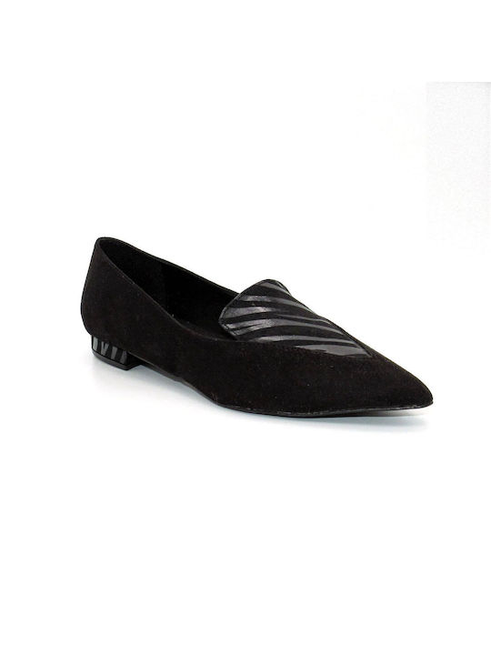 Women's Loafers Slip-on English DD 202 Black zebra