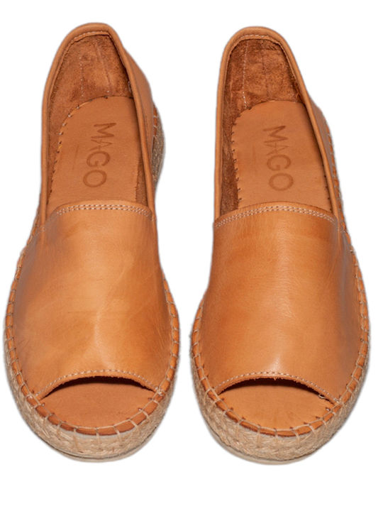 Damen Leder Tan Espadrilles MAGO 502