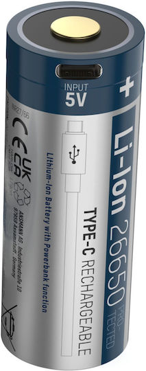 Ansmann Wiederaufladbare Batterie 26650 Li-Ion 5100mAh 3.6V 1Stück