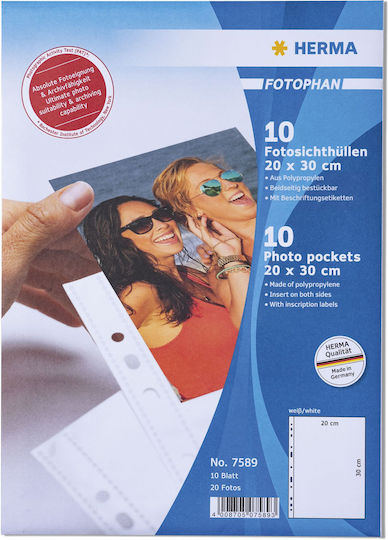 Herma Plastic Sleeves for for Photos with Holes 10pcs Fotophan 20x30cm