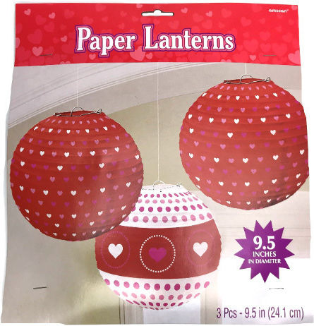 Amscan Valentine's Lantern for Party 3 Pieces