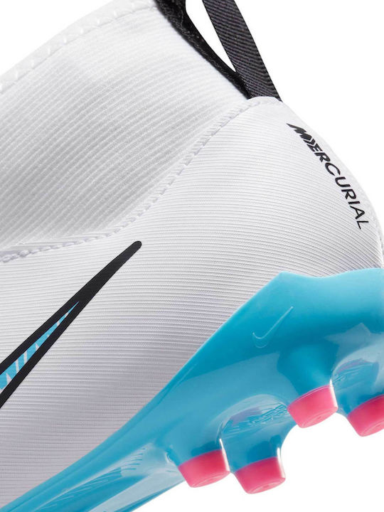 Παιδικά Ποδοσφαιρικά Παπούτσια Ψηλά Zoom Superfly 9 με Τάπες και Καλτσάκι Χωρίς Κορδόνια White / Blue