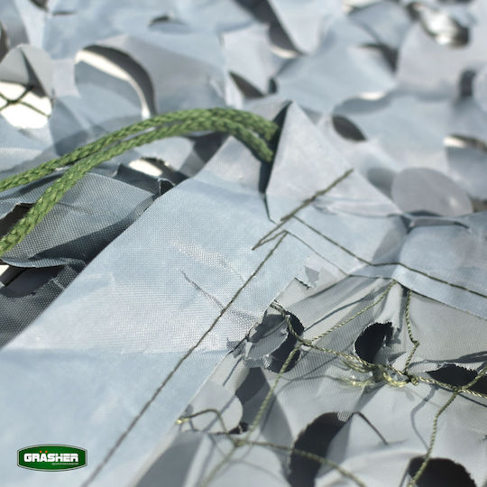Grasher Square Camouflage Net Gray with PU Coating 3x3m 180gr/m²