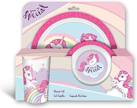 Next Σετ Φαγητού Unicorn από Πλαστικό Ροζ 3τμχ