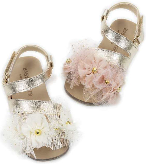 Babywalker Taufschuhe aus Leder Gold-Beige