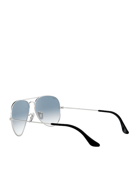 Ray Ban Aviator Unisex Sunglasses with Silver Metal Frame and Blue Gradient Mirror Lens RB3025 003/3F