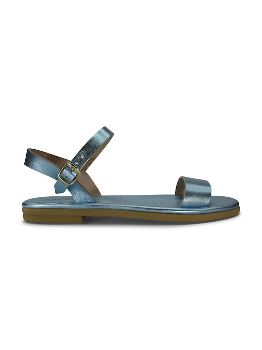 Women's anatomic leather sandal in light blue color