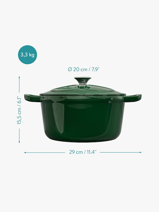 Navaris din Fontă 2.5lt / 20cm Glossy Green