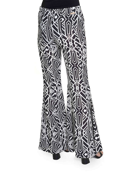 Kendall + Kylie Women's Fabric Trousers Flare Geometric Pattern