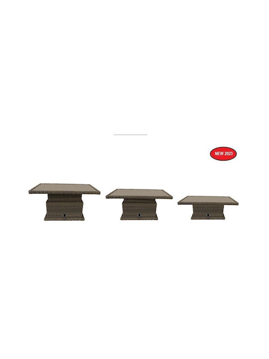 Sαrah Outdoor Dinner Free Standing Table with Polywood Surface and Rattan Frame Brown 150x80x65cm