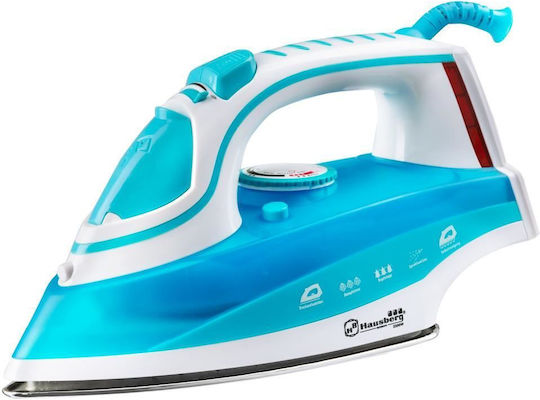 Hausberg HB-7831BL HB7831BL Steam Iron 2200W with Stainless Steel Plate and Continuous Steam Supply 17g/min