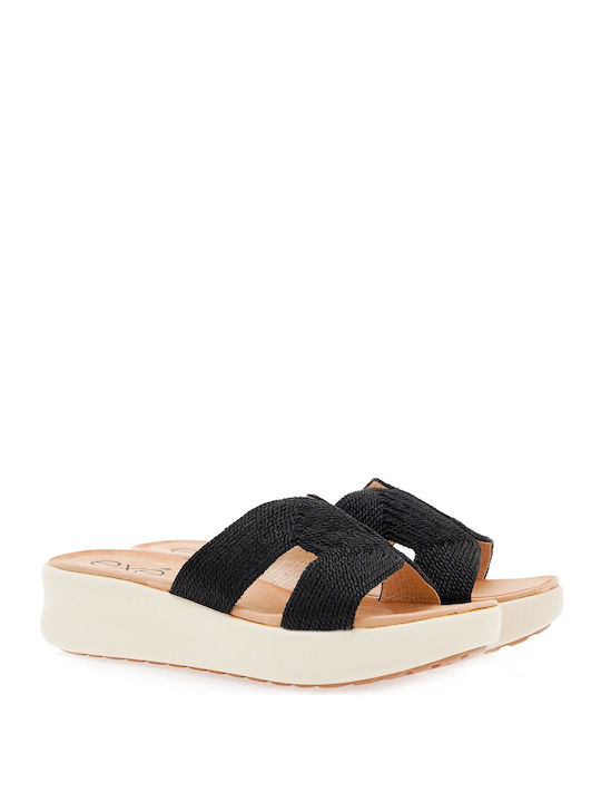 Exe Women's Flat Sandals Flatforms in Black Color