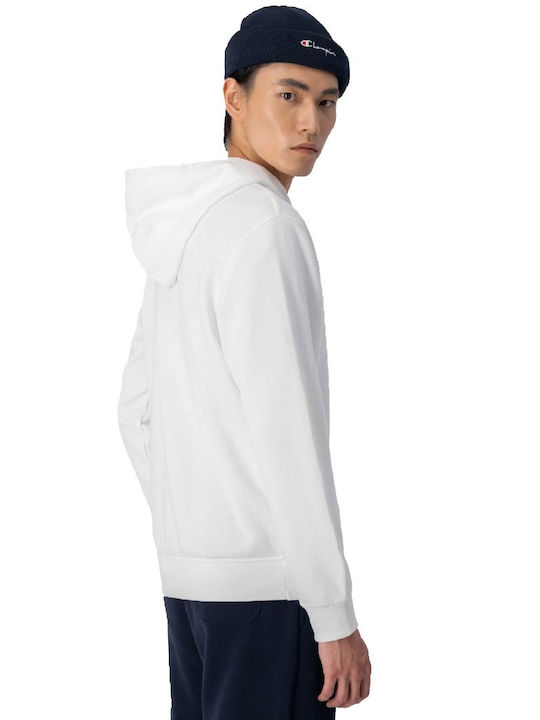 Champion Men's Sweatshirt Jacket with Hood and Pockets White