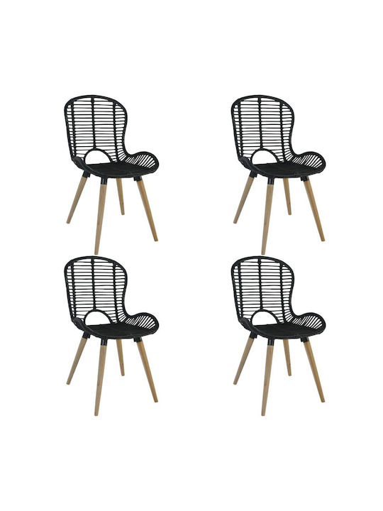 Dining Room Wooden Chair Black 48x64x85cm 4pcs