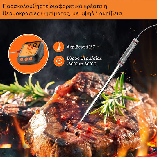 MOES Smart Ψηφιακό Θερμόμετρο BBQ με Ακίδα και Bluetooth -30°C / +300°C
