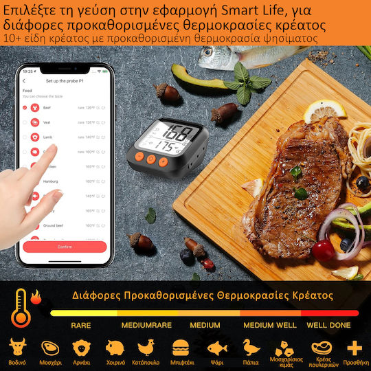 MOES Smart Ψηφιακό Θερμόμετρο BBQ με Ακίδα και Bluetooth -30°C / +300°C