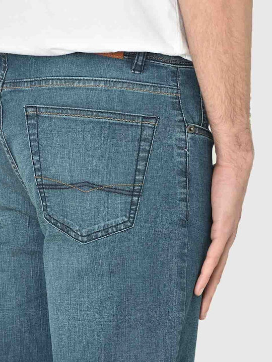 Men's Elastic Regular Straight Fit Blue Jeans Pants