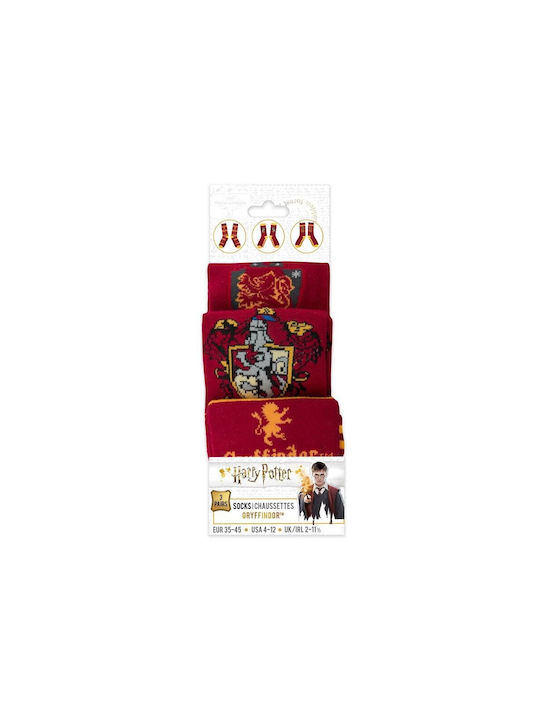 Cinereplicas Harry Potter Gryffindor Κάλτσες με Σχέδια Μπορντό 3Pack