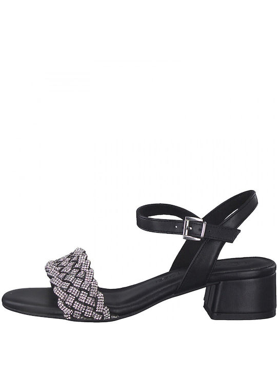 Marco Tozzi Damen Sandalen mit Chunky niedrigem Absatz in Schwarz Farbe