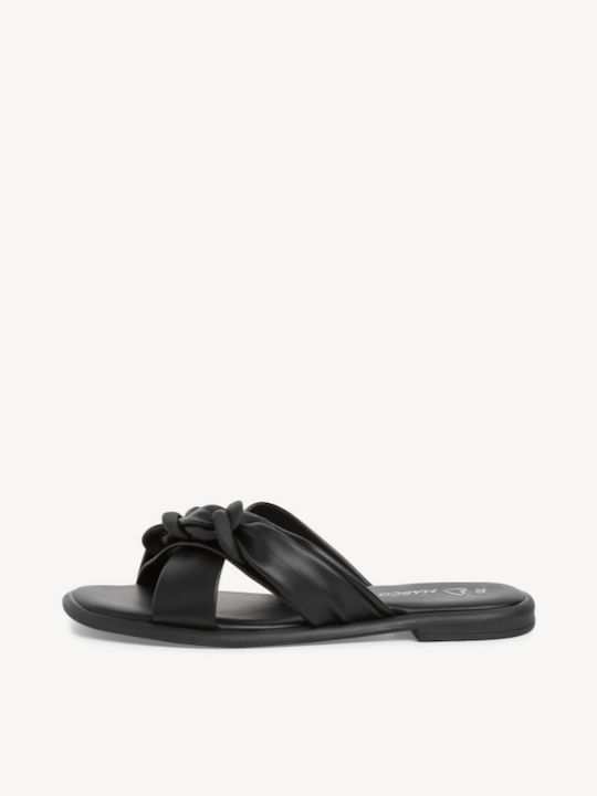 Marco Tozzi Leather Women's Flat Sandals in Black Color