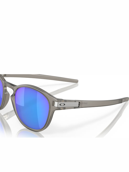 Oakley Latch Men's Sunglasses with Gray Plastic Frame and Blue Polarized Mirror Lens OO9265-32
