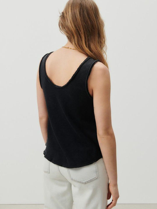 Women's Summer Blouse Cotton Sleeveless Black