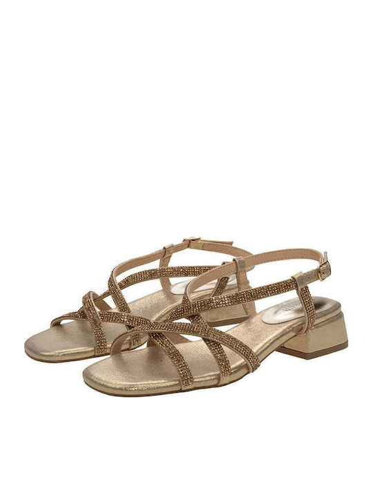 Sandals from Patent Leather with Strass Gold