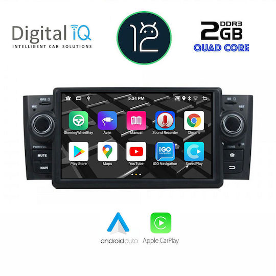 Digital IQ Auto-Audiosystem für Fiat Großer Punkt / Punkt / Linie 2005-2012 (Bluetooth/USB/AUX/WiFi/GPS/Apple-Carplay/Android-Auto/Notenblätter) mit Touchscreen 6.1"