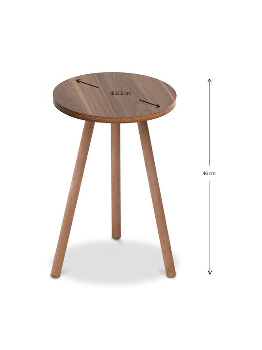 Round Side Table Roma Wooden Brown 33.5x33.5x46 cm