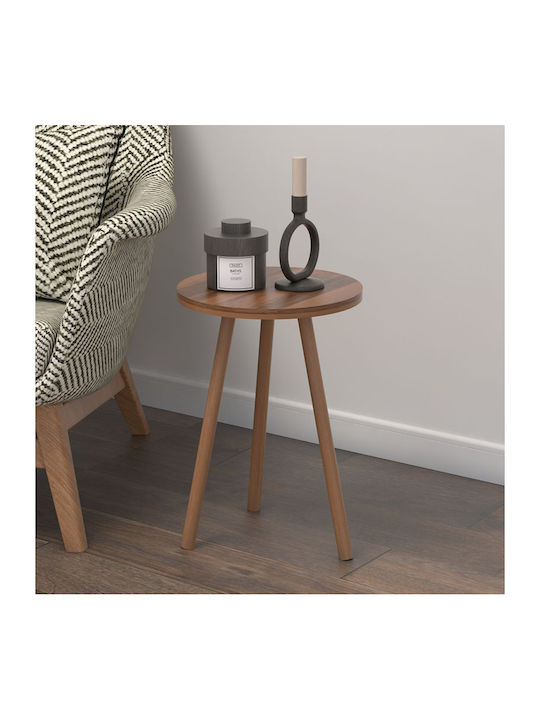 Roma Round Wooden Side Table Walnut L33.5xW33.5xH46cm