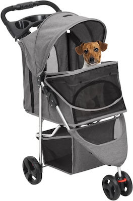 vidaXL Dog/Cat Carrying Gray Stroller for 15kg Pets L98xW46xH98cm