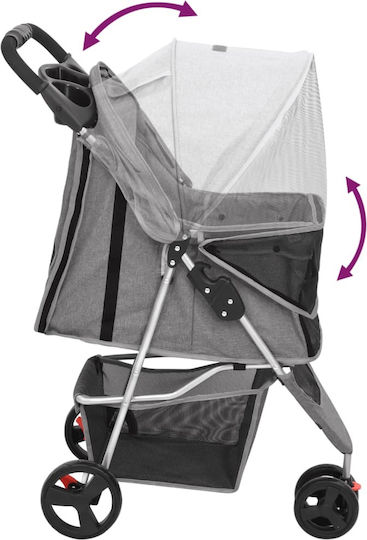 vidaXL Dog/Cat Carrying Gray Stroller for 15kg Pets L98xW46xH98cm