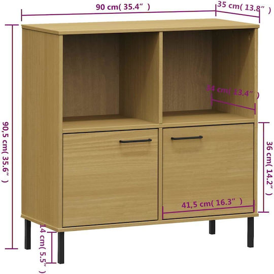 Oslo Living Room Cabinet Made of Solid Wood Beige 90x35x90.5cm