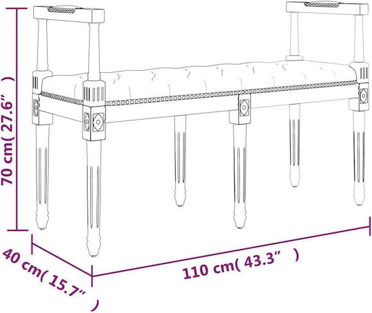 Stool Bar Upholstered with Velvet Black 110x40x70cm
