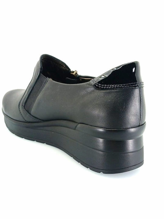 Ανατομικά Γυναικεία Slip-On Δερμάτινα Μαύρα