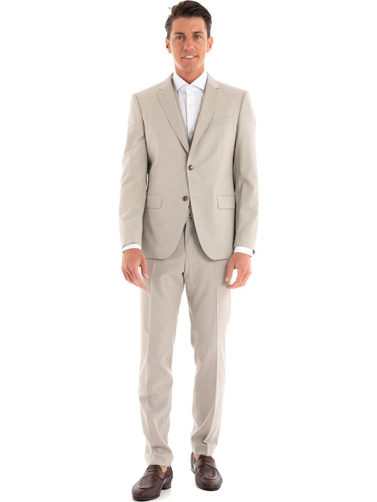 Men's Winter Suit Jacket Slim Fit Light Beige