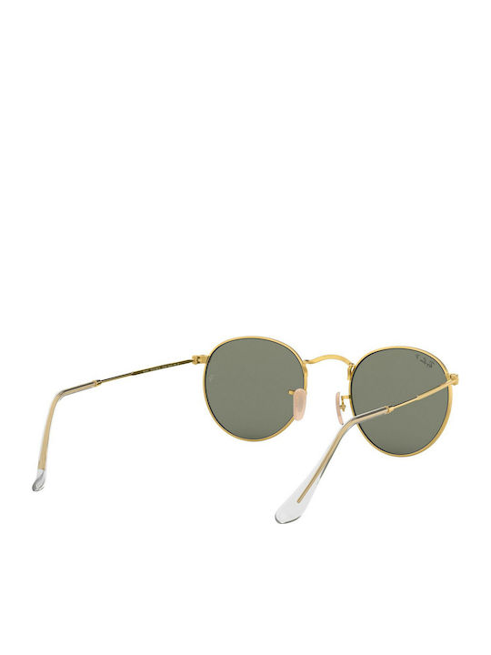 Ray Ban Round Metal Unisex Sunglasses with Gold Metal Frame and Green Polarized Lens RB3447 001/58