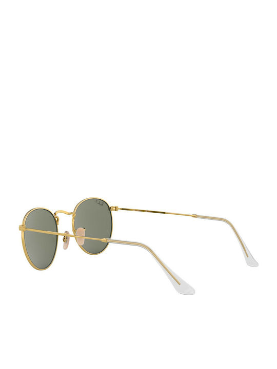 Ray Ban Round Metal Unisex Sunglasses with Gold Metal Frame and Green Polarized Lens RB3447 001/58