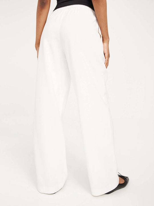 Vero Moda 10278926 Femeiesc Talie înaltă Tesatura Pantaloni cu Elastic Larg Alb