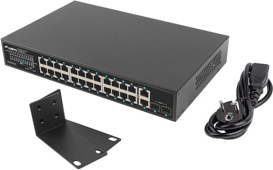 Lanberg RSGE-24P-2GE-2S-250 Unmanaged L2 PoE+ Switch με 24 Θύρες Gigabit (1Gbps) Ethernet και 2 SFP Θύρες