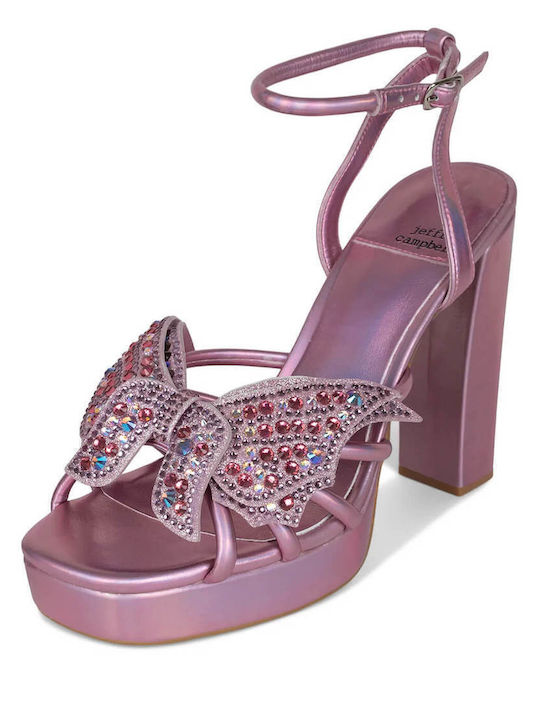Jeffrey Campbell Fantasies Δερμάτινα Πέδιλα με Στρας Ροζ