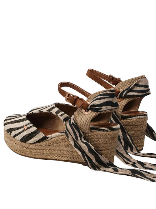 Women's Fabric Platform Espadrilles Black/Beige