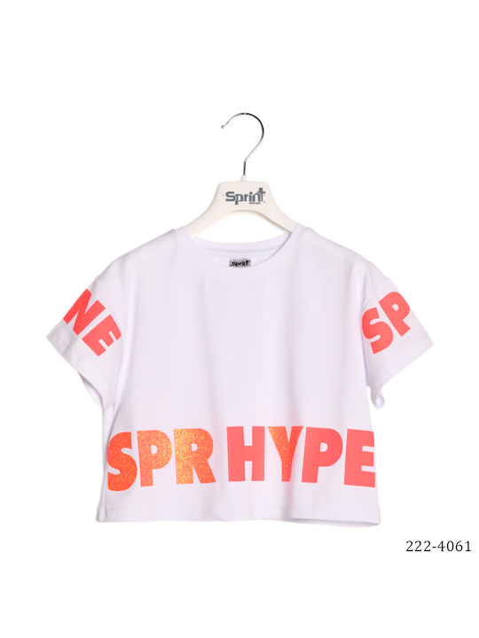 Sprint Kids Crop Top Short Sleeve White