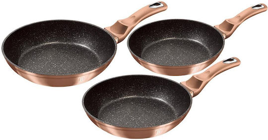 Berlinger Haus Metallic Line Set De Tigăi Din Aluminiu Rose Gold Collection Cu Acoperire Interioară Din Piatră 3 Vase